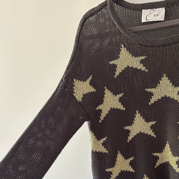 ⭐️ Eve Sweter Cotton Dark Grey Gold Stars Women’s Size S - Picture 2 of 8